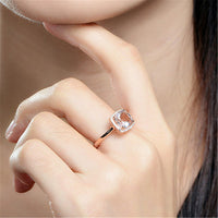 Champagne Cubic Zirconia & Crystal Halo Cushion-Cut Ring