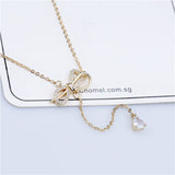 Crystal & Cubic Zirconia Bow Lariat Necklace