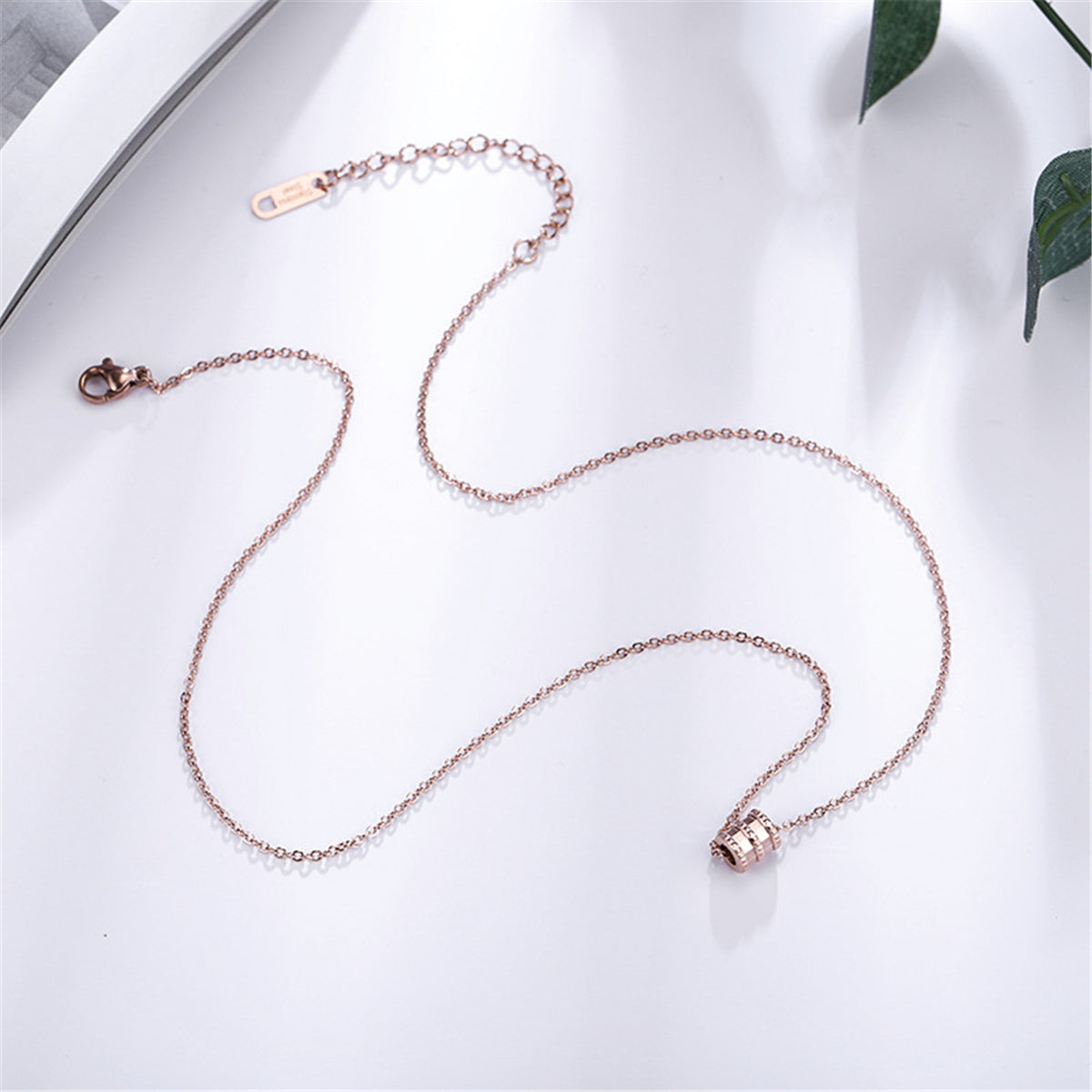 18K Rose Gold-Plated Coil Pendant Necklace, rose gold pendant necklace for women, botanical inspired, styled look