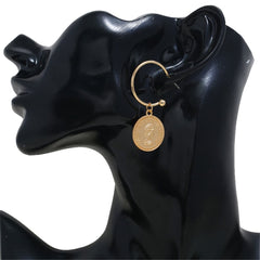 18k Rose Gold-Plated Queen Coin Drop Earrings - streetregion