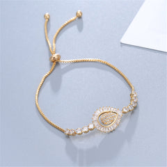 Cubic Zirconia & Crystal 18K Gold-Plated Teardrop Adjustable Bracelet