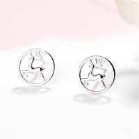 Silver-Plated Jumping Deer Stud Earrings
