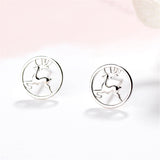 Silver-Plated Jumping Deer Stud Earrings