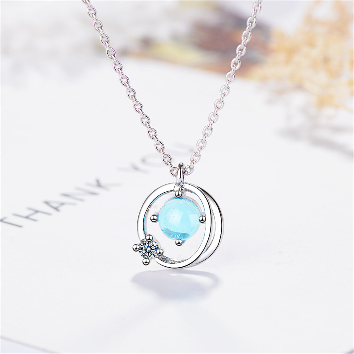 Blue & Cubic Zirconia Pendant Necklace