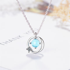 Blue & Cubic Zirconia Pendant Necklace