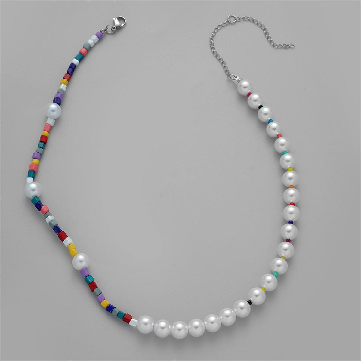 Blue Teal Howlite & Pearl Beaded Necklace