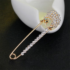 Cubic Zirconia & 18K Gold-Plated Pin Brooch