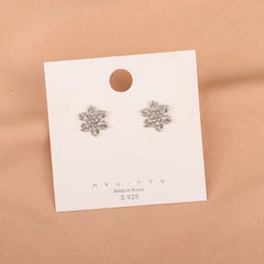 Cubic Zirconia & Silver-Plated Snowflake Stud Earrings