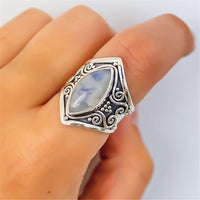 Moonstone & Silver-Plated Pear-Cut Ring