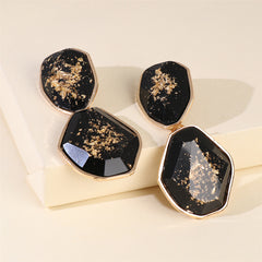 Black Resin & 18K Gold-Plated Geometric Drop Earrings