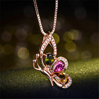 Crystal & cubic zirconia Butterfly Pendant Necklace - streetregion