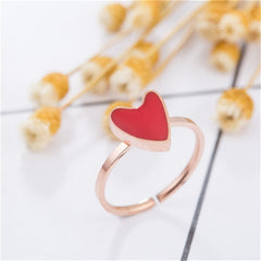 Red & 18K Gold-Plated Heart Ring