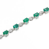 Green Crystal & cubic zirconia Clover Tennis Bracelet - streetregion