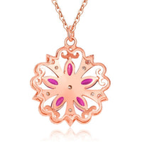 Red Crystal & Cubic Zirconia 18k Rose Gold-Plated Floral Pendant Necklace
