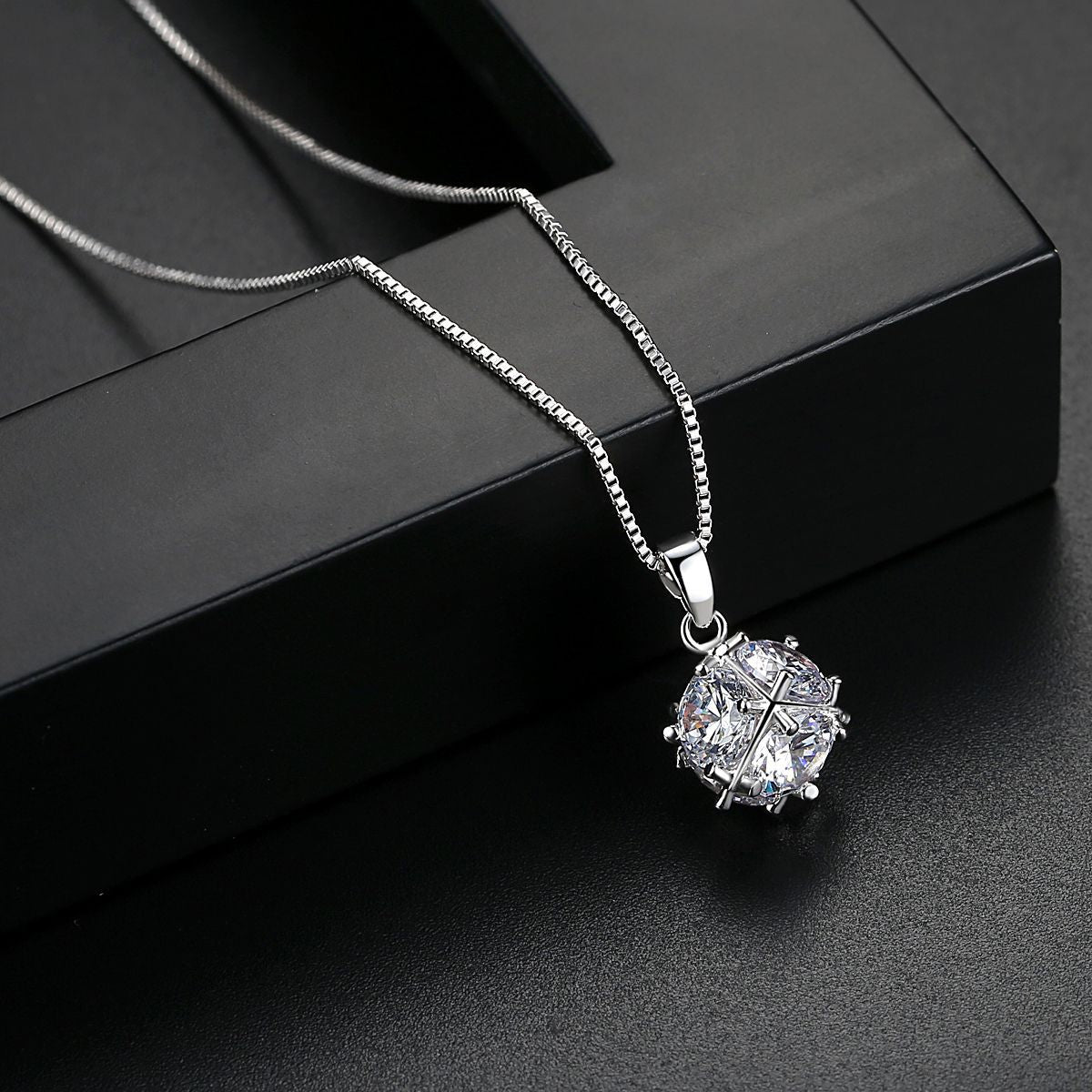 Crystal and Silver-Plated Wrapped Ball Pendant Necklace, silver pendant necklace for women, lifestyle look
