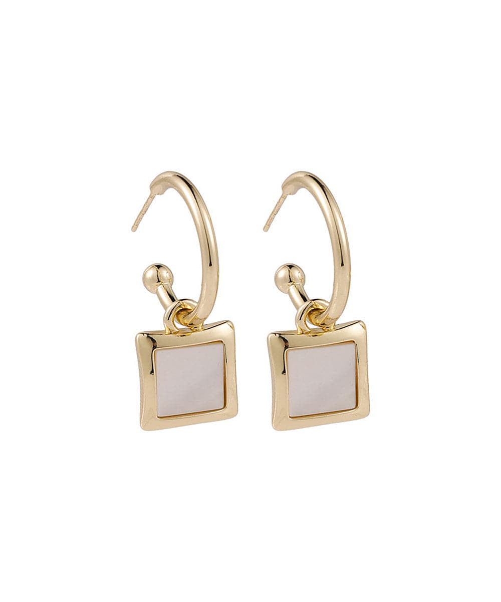 Acrylic and 18K Gold-Plated Square Drop Earrings, gold drop earrings for women, everyday style, detail close-up
