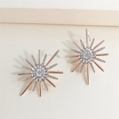 Cubic Zirconia & Crystal 18K Rose Gold-Plated Sunflower Drop Earrings