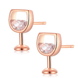 Crystal & 18k Rose Gold-Plated Wine Glass Stud Earrings - streetregion