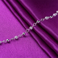 Fine Silver-Plated Textured Bead Station Anklet