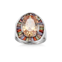 Peach Crystal & Cubic Zirconia Cocktail Ring