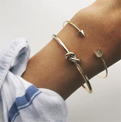 Two-Piece 18K Gold-Plated Arrow Cuff Bracelet Set