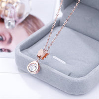 cubic zirconia & 18k Rose Gold-Plated Butterfly Pendant Necklace - streetregion
