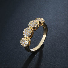 Cubic Zirconia & 18K Gold-Plated Round Row Ring