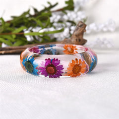Purple & Blue Dried Flower Bangle