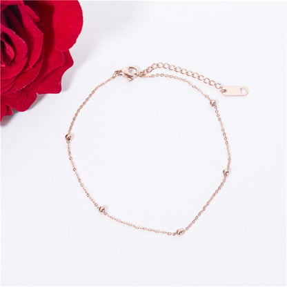 18K Rose Gold-Plated Beaded Station Bracelet, rose gold bracelet for women, everyday style, styled look
