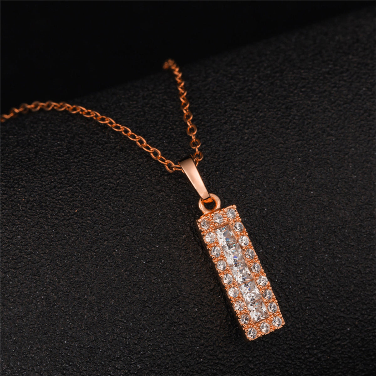 Crystal and Cubic Zirconia Card Pendant Necklace, pendant necklace for women, elegant gift for her, detail close-up