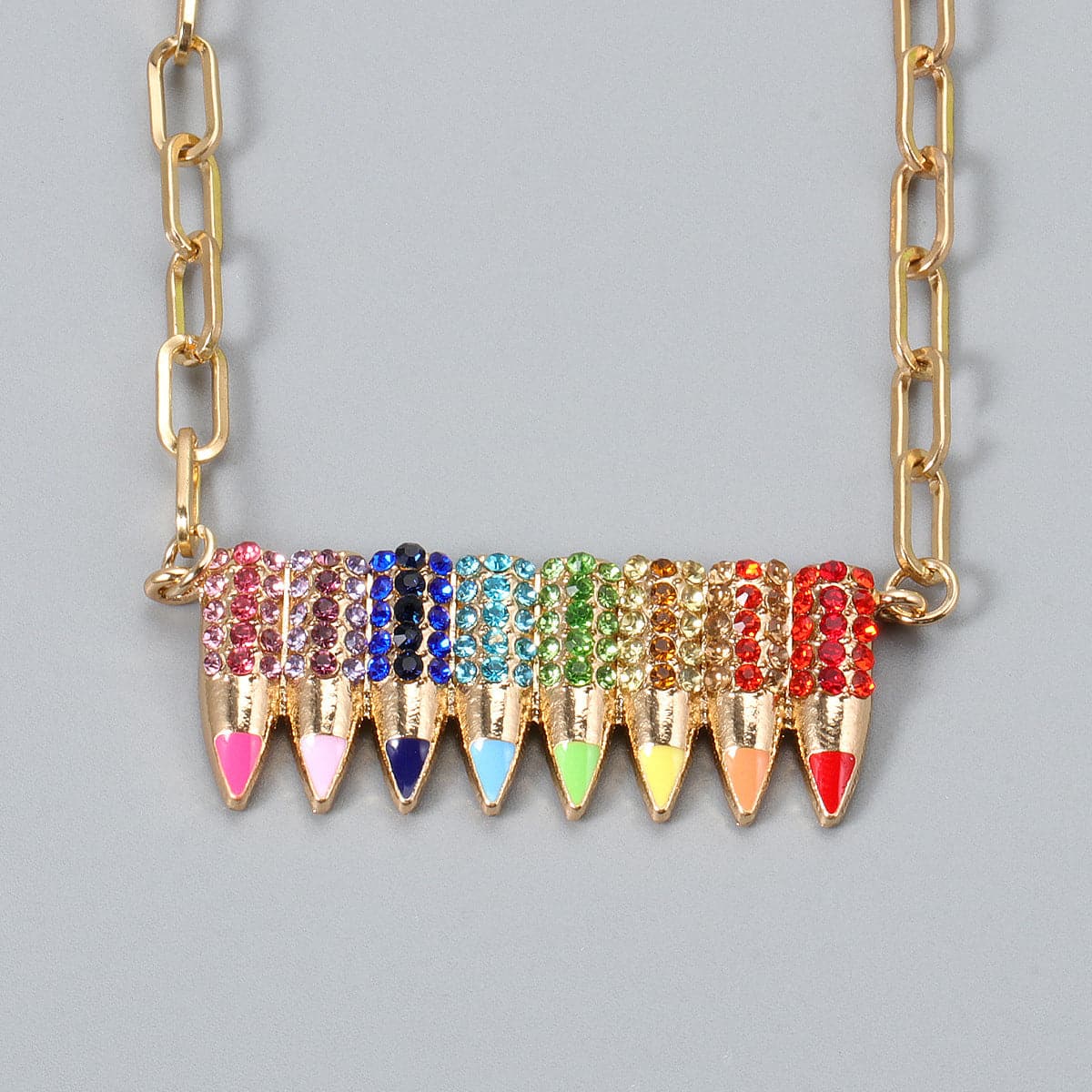 Cubic Zirconia & 18K Gold-Plated Pencil Pendant Necklace