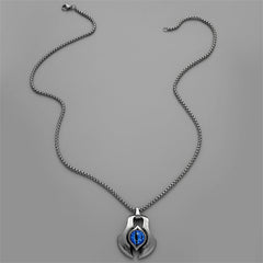 Blue Crystal & Silver-Plated Eye Pendant Necklace
