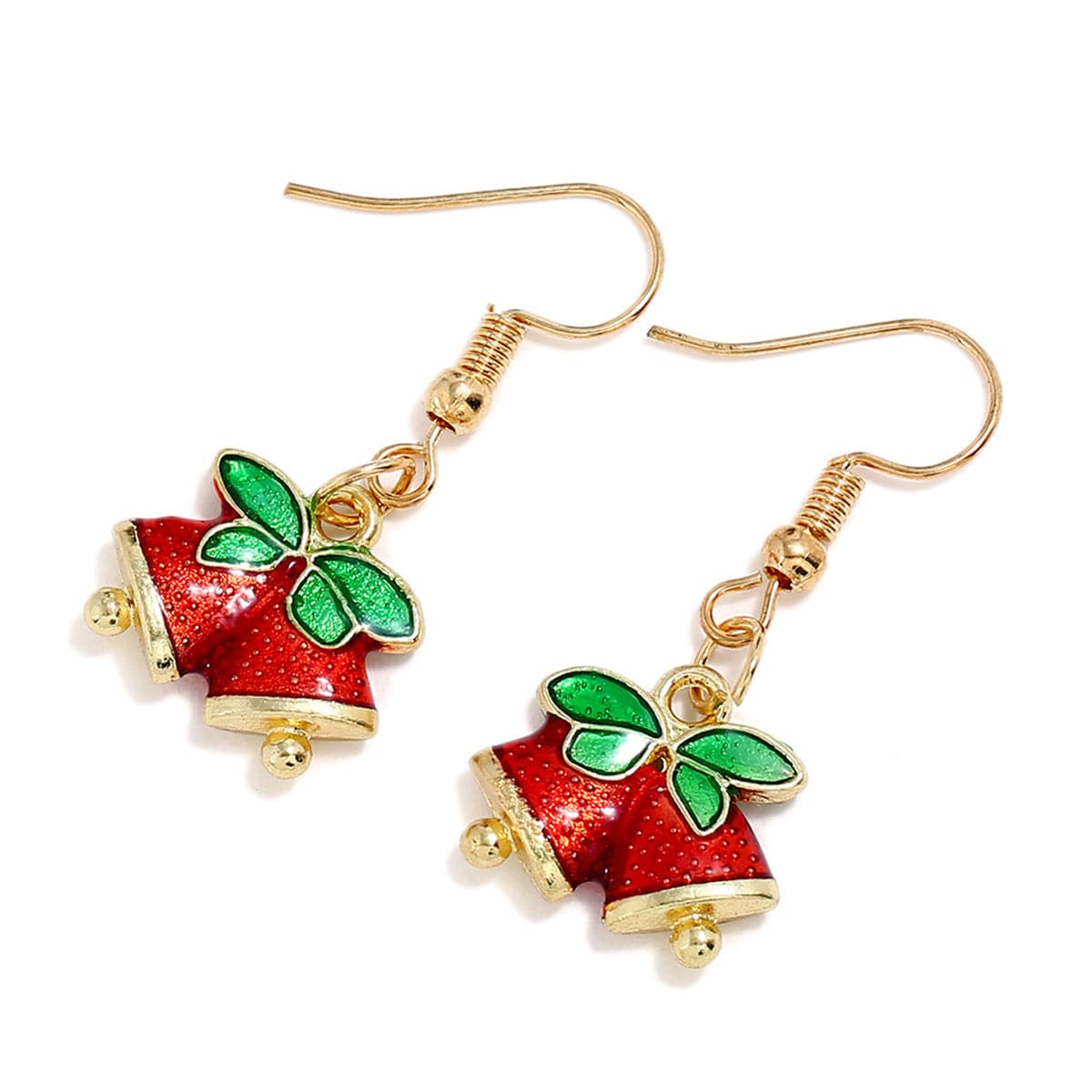 Red & 18K Gold-Plated Bell With Bow Drop Earrings