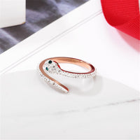 cubic zirconia & 18k Rose Gold-Plated Snake Ring - streetregion