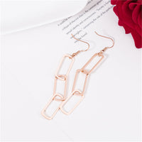 18k Rose Gold-Plated Triple Rectangle Drop Earring - streetregion
