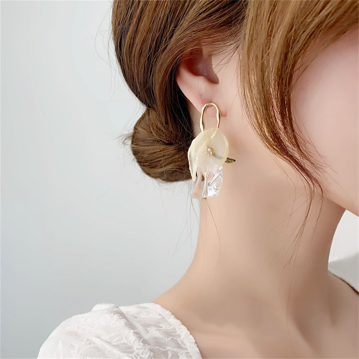 Green Acrylic & Pearl Resin 18K Gold-Plated Leaf Drop Earrings