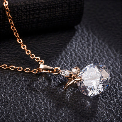 Crystal and Cubic Zirconia Butterfly Pendant Necklace, pendant necklace for women, dainty minimalist design, detail close-up
