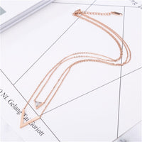 cubic zirconia & 18k Rose Gold-Plated Triangle Layered Necklace - streetregion