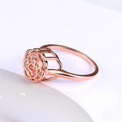 Crystal & 18k Rose Gold-Plated Camellia Ring - streetregion