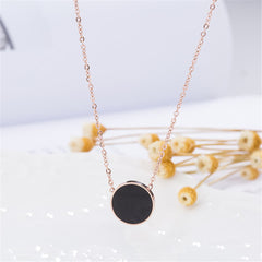 Black & 18K Rose Gold-Plated Round Pendant Necklace