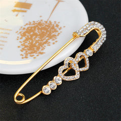 Cubic Zirconia & 18K Gold-Plated Open Heart Pin Brooch