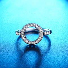 Cubic Zirconia & Silver-Plated Open Round Ring