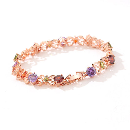 Crystal and 18K Rose Gold-Plated Butterfly Bracelet, rose gold bracelet for women, vintage-inspired design, detail close-up