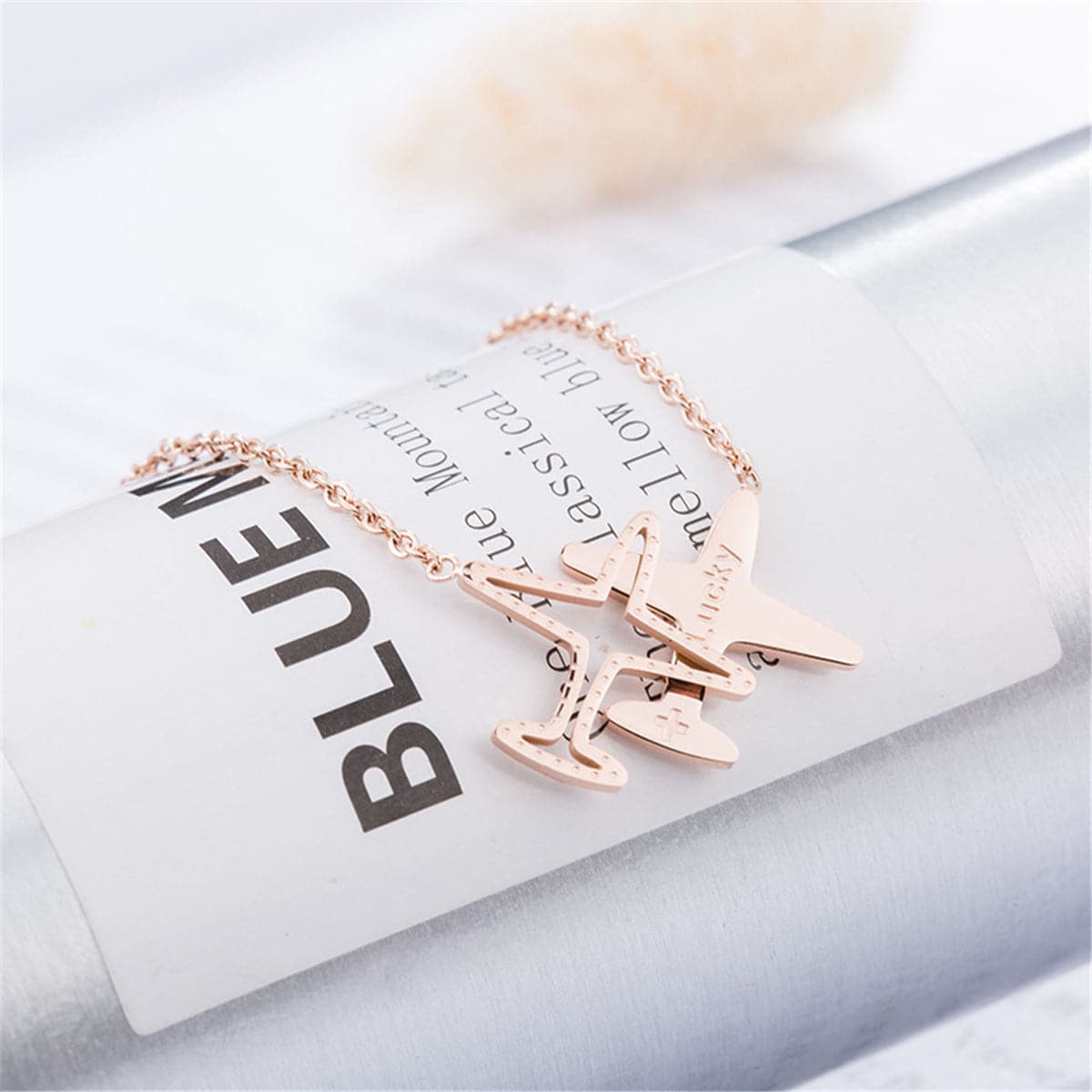 18k Rose Gold-Plated Airplane Pendant Necklace - streetregion