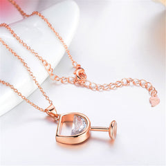Crystal & 18K Rose Gold-Plated Wineglass Pendant Necklace