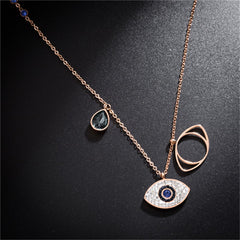 cubic zirconia & 18k Rose Gold-Plated Devil Eye Pendant Necklace - streetregion