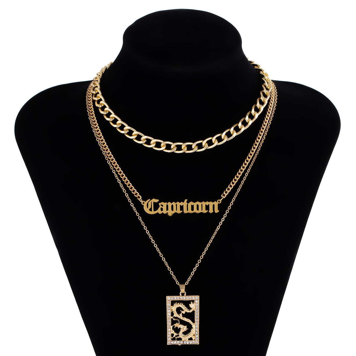Cubic Zirconia & 18K Gold-Plated 'Capricorn' Pendant Necklace Set