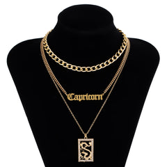 Cubic Zirconia & 18K Gold-Plated 'Capricorn' Pendant Necklace Set
