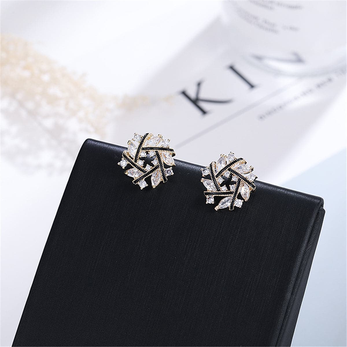 Crystal & Cubic Zirconia Snowflake Stud Earrings