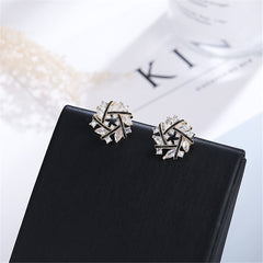 Crystal & Cubic Zirconia Snowflake Stud Earrings